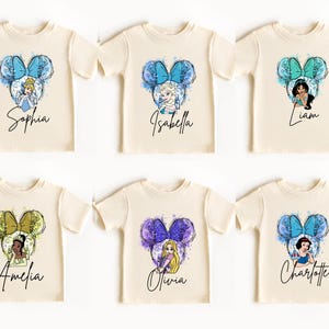 Custom Disney Princess Kids Shirt - Disneyland Matching Minnie Ears Elsa Trip Sweater - Disneywold Watercolor Princess Castle Tee