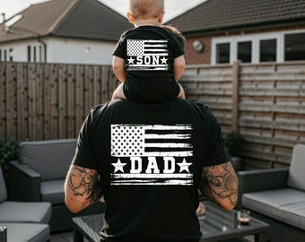 Dad and Son Shirts - Patriotic USA Matching Tees - Fathers Day Kids Sweater