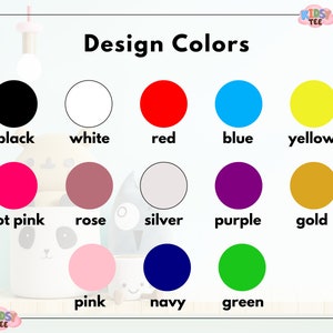 K&ouml;nnte beinhalten: Ein Diagramm, das 12 verschiedene Farben mit ihren Namen unter jeder Farbe zeigt. Die Farben sind Schwarz, Wei&szlig;, Rot, Blau, Gelb, Pink, Rosa, Silber, Lila, Gold, Rosa und Marineblau.