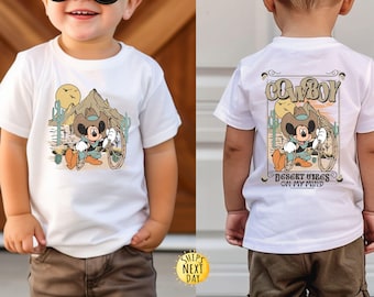 Mickey Cowboy Toddler Sweatshirt, Front and Back Shirt, Desert Vibes On My Mind Kids Shirt,Mickey Boys Shirt,Disney Shirt, Disney Trip Gifts