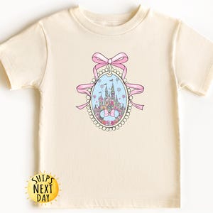 Watercolor Magical Castle Coquette Bow Toddler Shirt, Magic Kingdom Kids Shirt, Disney Castle Floral Shirt, Toddler or Youth Sweatshirt