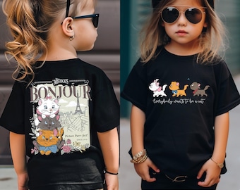 Disney Aristocats Bonjour Front and Back Shirt, Marie Toulouse Berlioz Kitten Friends, Cat Lover Gift, Aristocats Youth Sweatshirt
