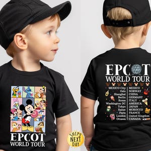 Epcot World Tour Front and Back Kids Shirt, Disney Retro Epcot Shirt, Mickey And Friends Shirt, Family Trip  Toddler or Youth Sweatshirt