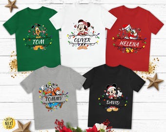 Custom Disney Mickey and Friends Christmas Family Matching Shirt, All Characters Disneyland Xmas Tee, Family Christmas Matching Shirt