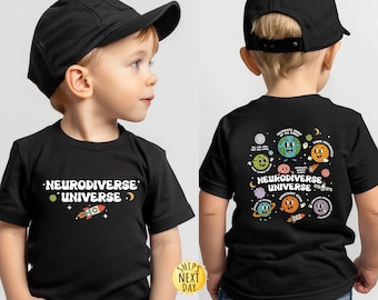 Camiseta infantil de concienciación sobre el autismo, camiseta del universo neurodiverso, camiseta para profesores de educación especial, camiseta de neurodiversidad espacial, camiseta de educación especial