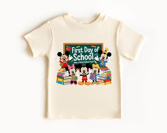 Disney Happy First Day Of School Shirt, Mickey and Minnie Back To School Shirt, First Grade Teacher Shirt, Disney School Shirt, Disney Shirt
