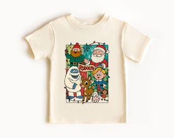 Retro Merry Christmas Shirt-Kids Retro Santa Shirt-Rudolph Toddler Tee-Holiday Kids Shirt-Grunge Christmas Shirt-Baby Christmas Bodysuit