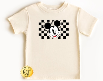 Retro Checkered Mickey Kids Shirt, Mickey Toddler Shirt, Disneyland Kids Shirt, Disney Toddler Shirt, Toddler or Youth Sweatshirt