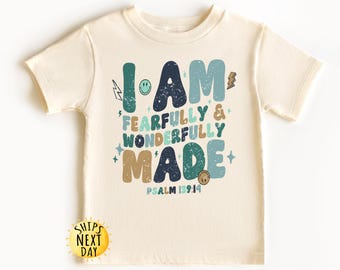 Fearfully & Wonderfully Made Toddler Shirt, Jesus Lover Toddler Shirt, Christian Shirts for Kids,Jesus Shirt,Toddler or Youth Sweatshirt