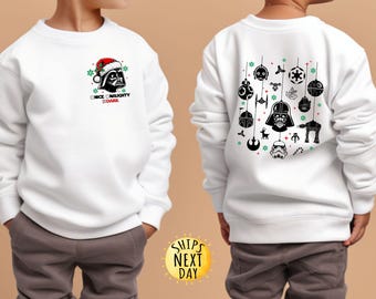 Camiseta navideña de Darth Vader, sudadera navideña de Star Wars, camiseta personalizada con el personaje, camiseta navideña oscura de Disney, camiseta navideña Galaxys Edge