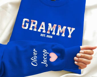 Custom Grammy Sweatshirt, Grammy Floral Applique Sweatshirt, Grammy Sweater, Gifts For Grammy, New Grammy Gifts, Grammy Hoodie