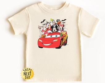Disney Cars Halloween Toddler Shirt, Lightning McQueen, Mickey and Friends