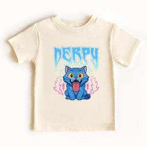 Kpop Hunters Derpy Cat Kids Anime T-Shirt, Cute K-Pop Kitty Tee for Children, Playful Kawaii Hunter Mascot Top, Fun Gift for Little Fans
