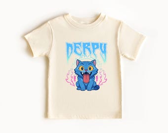 Kpop Hunters Derpy Cat Kids Anime T-Shirt, Cute K-Pop Kitty Tee for Children, Playful Kawaii Hunter Mascot Top, Fun Gift for Little Fans