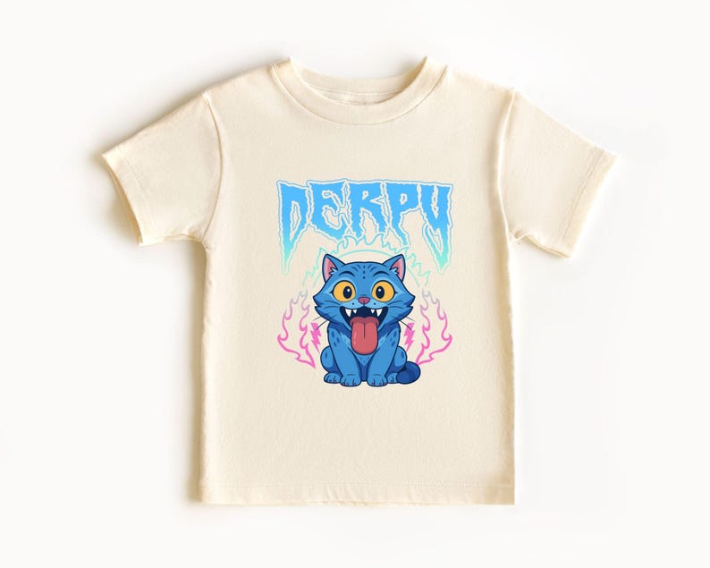 Kpop Hunters Derpy Cat Kids Anime T-Shirt, Cute K-Pop Kitty Tee for Children, Playful Kawaii Hunter Mascot Top, Fun Gift for Little Fans