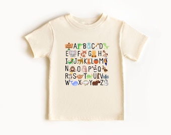 Alphabet Kids T-Shirt, Animals Alphabet Toddler Sweatshirt, Alphabet Shirt for Kids, Kindergarten Shirt, School Kids Shirt, Funny School Tee