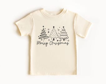 Merry Christmas Tree Shirt : Merry & Bright T-Shirt, Festive Holiday Outfit, Xmas Graphic Tee