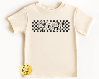 Retro Checkered Mickey and Friends Kids Shirt, Mickey Toddler Shirt, Disneyland Kids Shirt, Disney Toddler Shirt,Toddler or Youth Sweatshirt