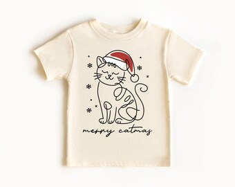 Meowy Christmas Kids Shirt, Funny Christmas Shirt, Kids Christmas Shirt, Cute Christmas Shirt, Cat Shirt, Secret Santa, Pet Lovers, Cats