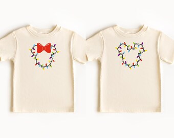 Christmas Mickey and Minnie Toddler Shirt, Christmas Lights Mickey Minnie Christmas, Holiday Disney Toddler or Youth Sweatshirt, Xmas Gift