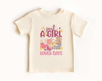 Just A Girl Who Loves Cat Shirt, Cute Cat Lover T-Shirt, Cat Shirt For Kids, Pet Lover Shirt, Gift For Toddler, Animal Lover Toddler Shirt