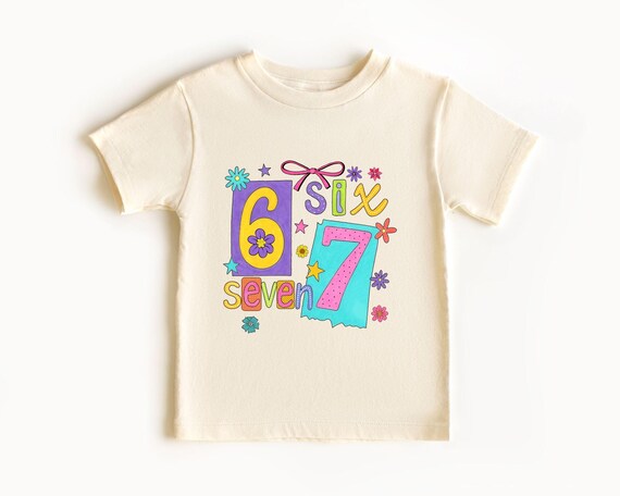 Six Seven Kids Shirt, 6 7 Meme Shirt for Kids, Funny Viral Internet Trend Tee, Pastel Flower Math Joke Sweatshirt, Cute Six Seven