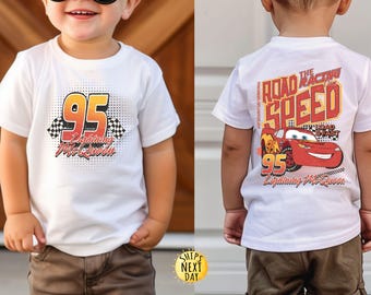 Retro Lightning McQueen Shirt, Two Sided Kids Shirt, McQueen Shirt, Disney Pixar Car Shirt, Radiator Springs Tee, Birthday Boy Shirt