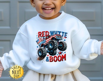 Boys 4th Of July Shirt, Monster Truck Shirt, July 4th Shirt, Kids Truck Shirt, Patriotic Kids Shirt, July Truck Shirt, Kids Flag Shirt,