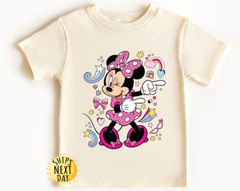 Cute Pink Minnie Mouse Kids Shirt, Disneyland Shirt, Disney Minnie Mouse Shirt, Disney Minnie Sweatshirt, Gift for Girl, Mickey and friends