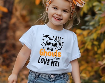 All The Ghouls Love Me Spooky Season Shirt for Kids Retro Boys Halloween Ghost Tee – “All The Ghouls Love Me” Spooky Season Shirt for Kids