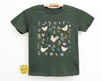 Chicken Floral Toddler Shirt, Animal Love Kids Tee, Flowers Chicken Kids Shirt, Toddler Sweatshirt, Youth Sweatshirt, Cute Farming Shirt