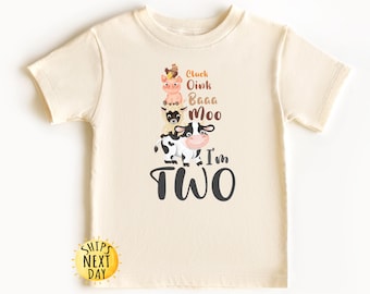 Custom 'Oink Bah Moo' 2nd Birthday Farm Animal Shirt