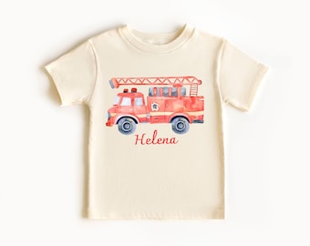 Fire Truck Birthday Shirt, Boy Birthday Shirt, Fire Engine Party, Truck Birthday Shirt, Custom, Toddler Romper, Vehicle Birthday Shirt
