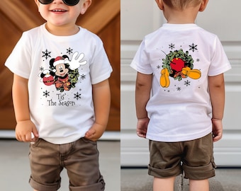 Tis The Season Front and Back Kids Shirt, Disney Christmas Vibes, Mickey Santa Claus,Xmas Kids Gift, Christmas Toddler or Youth Sweatshirt