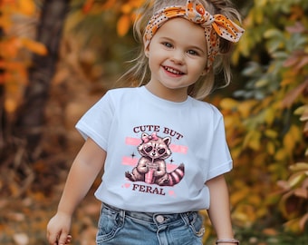 Cute But Feral Shirt , Meme Funny Raccoon Shirt, Gift for Kids, Raccoon T-Shirt, Toddler Shirt, Baby Clothing, Animal Outfits