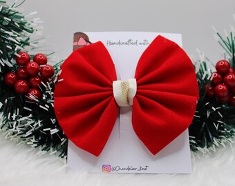 Christmas hair clip, christmas flowers hair clip,Red hair clip, red photoshoot hair clip, large hairbow, Velvet hair bow for girls and kids