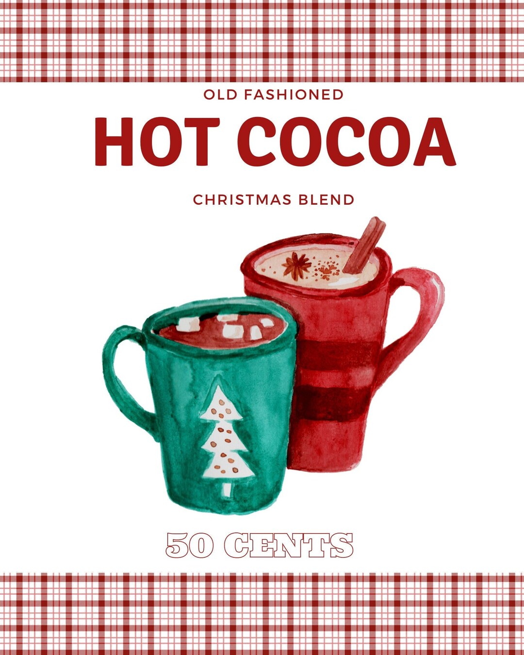 Hot Cocoa Printable Image. Christmas Blend Hot Cocoa. Christmas Wall