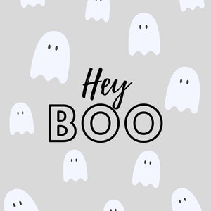 Hey boo digital download. Halloween wall art. Ghost wall art. Hey boo printable wall art
