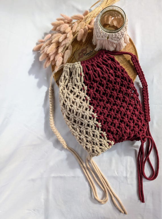 Handmade Macrame Backpack, Dimensions 30cm X 35cm, Made From  display picture 1