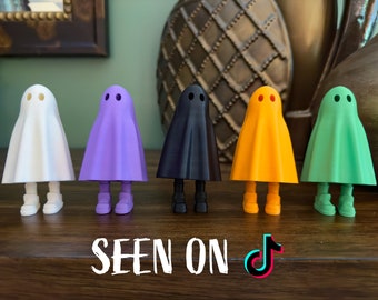 Spooky and Playful 3D Printed Ghost with Feet - Halloween Decor