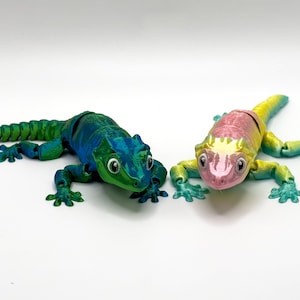 Personalisierbarer 3D-gedruckter Wasserspeier Gecko mit beweglichen Gelenken - schrullige Dekoration und lustiges Zappelspielzeug!