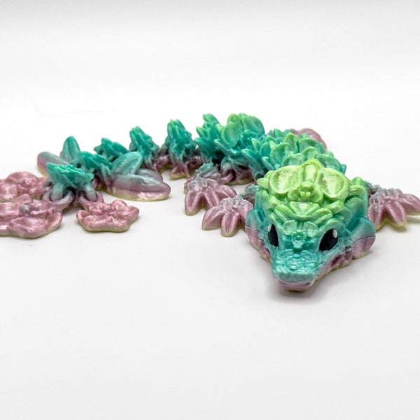 Bloom-tastic 3D Printed Baby Dragon Covered in Orchids