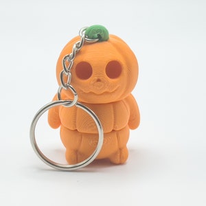 Spooky and Fun 3D Printed Pumpkin Keychain Figurines with Feet - Halloween Accessories