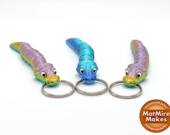 Portachiavi articolato a forma di pitone palla: giocattolo antistress stampato in 3D