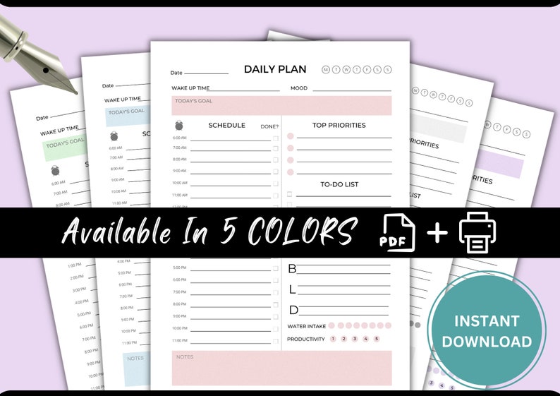Daily undated planner planner printable hourly printable hourly