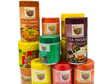East African spices and seasonings, Masala, Pilau Masala, Curry, thyme.