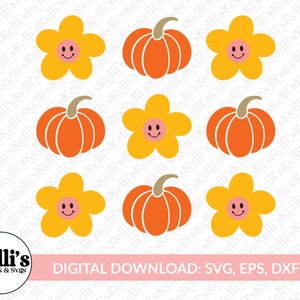Groovy Pumpkins png, Spooky Vibes, Pumpkin Season png, Sweater Weather, Thankful, Pumpkin Spice Coffee, Retro fall, PNG, Sublimation Design