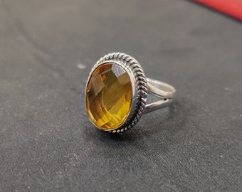 Natural Citrine Ring, 925 Sterling Silver, Handmade Ring, Oval Stone Ring, Designer Ring, Gift for Friends, Birthday Gift, Gift For Women***