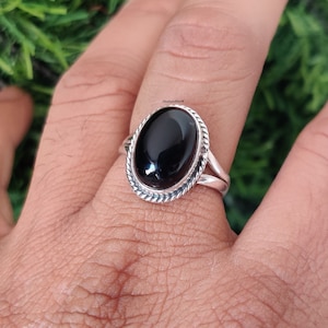 Natural Black Onyx Ring-Handmade Silver Ring-925 Sterling Silver Ring-Black Onyx Designer Ring-Gift for her-December Birthstone-Promise Ring