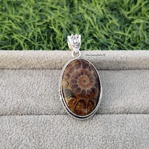 Ammonite Fossil Shell Necklace, Real Ammonite Necklace, Ammonite Pendant Silver Necklace, Nautical Necklace Jewelry, Marine Jewelry Gift